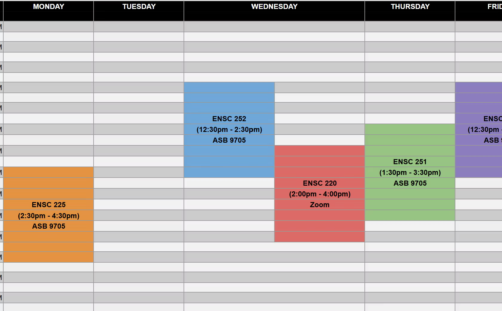 Tutoring session calendar